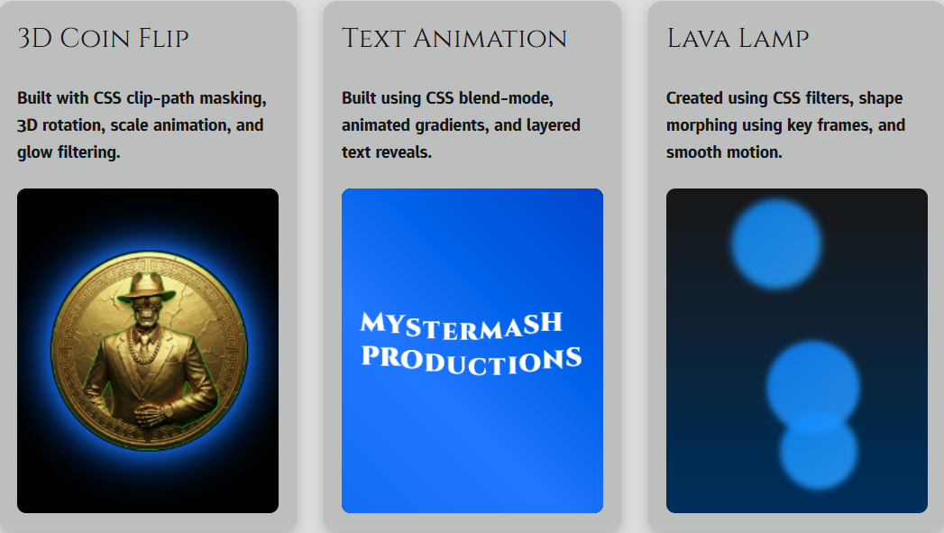 Three Project Animations in this image